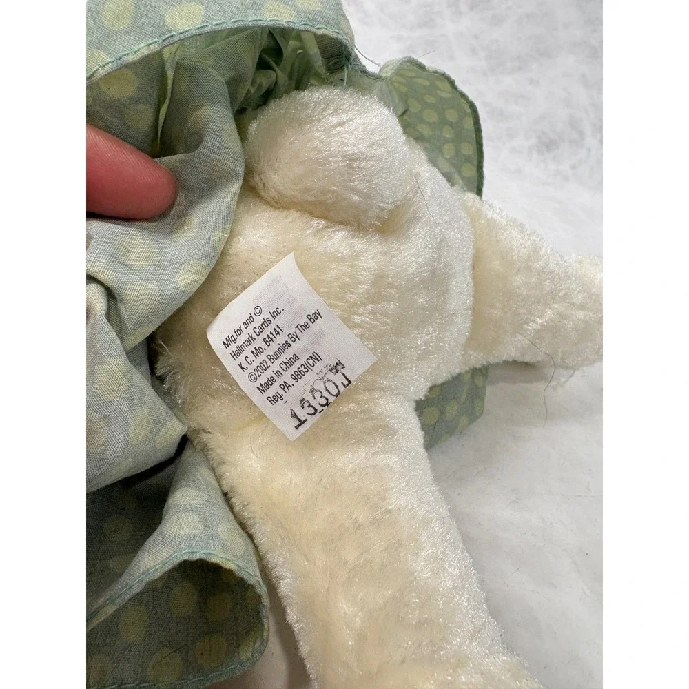 Hallmark Bunnies By The Bay Tussie Mussie Rabbit Plush Green Dot Dress‎ 2002